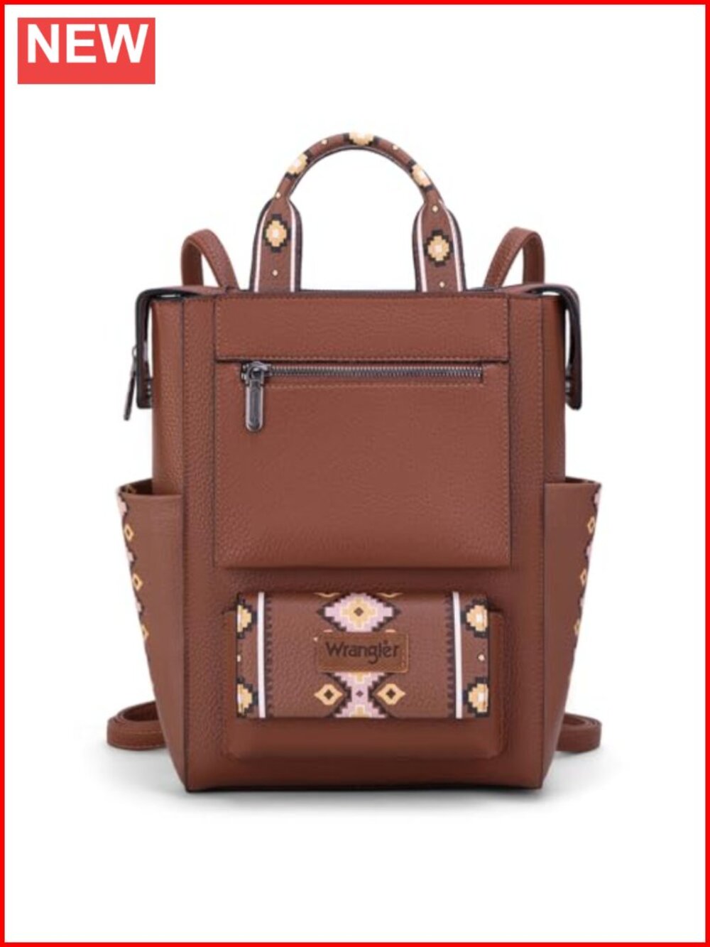 Faux Leather Aztec Print Anti-Theft Convertible Backpack Purse